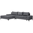 ECKSOFA in Webstoff Graphitfarben  - Schwarz/Graphitfarben, Design, Textil/Metall (212/315cm) - Carryhome