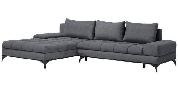 ECKSOFA in Webstoff Graphitfarben  - Schwarz/Graphitfarben, Design, Textil/Metall (212/315cm) - Carryhome