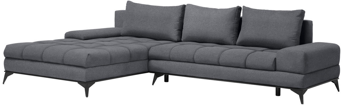 ECKSOFA in Webstoff Graphitfarben  212/315 cm  - Schwarz/Graphitfarben, Design, Textil/Metall (212/315cm) - Carryhome