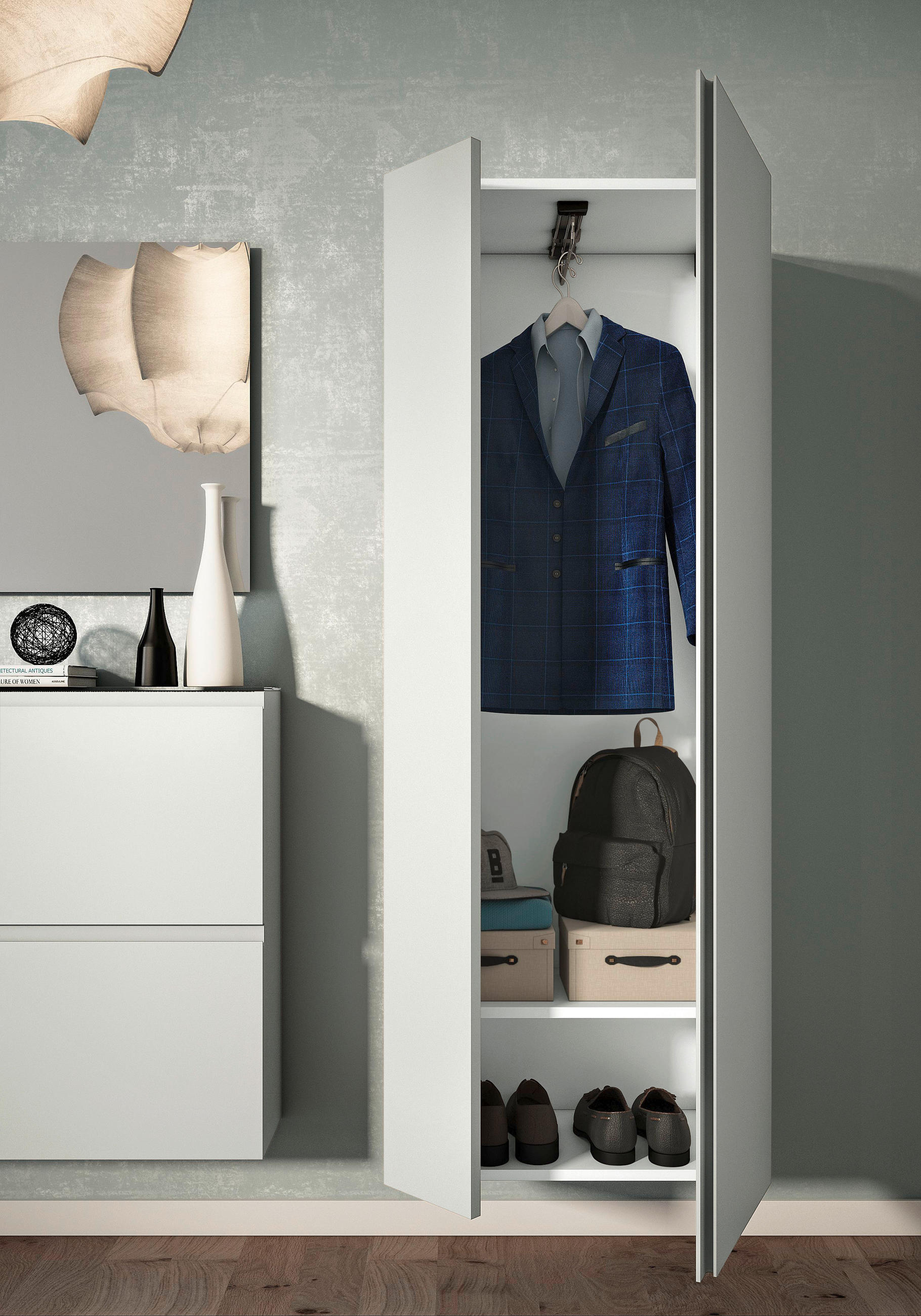 GARDEROBENSCHRANK 60/165/33 cm  - Weiß, Design, Holzwerkstoff (60/165/33cm) - Moderano