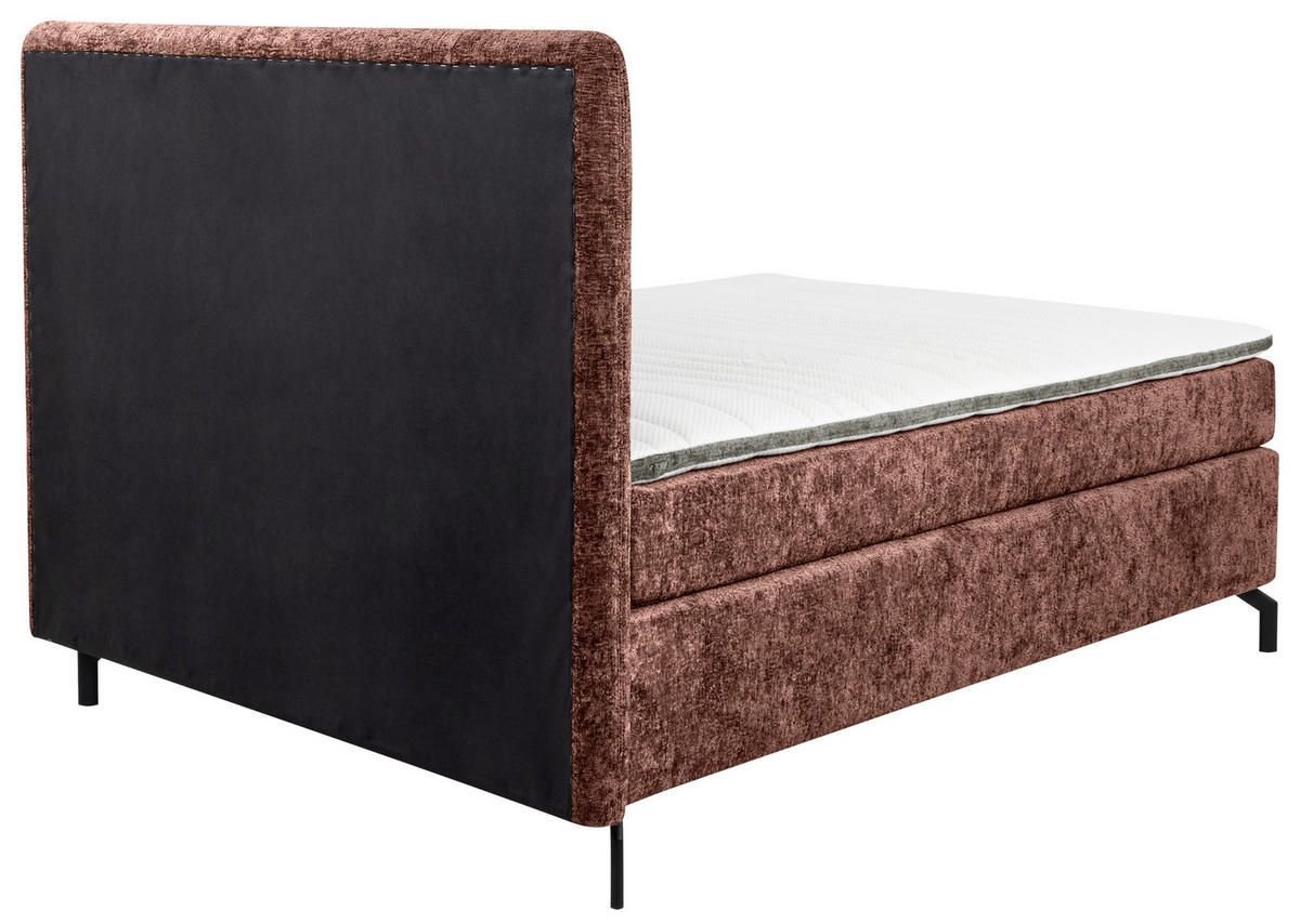 BOXSPRINGBETT 140/200 cm  in Rotbraun  - Rotbraun/Schwarz, Design, Textil/Metall (140/200cm) - Esposa