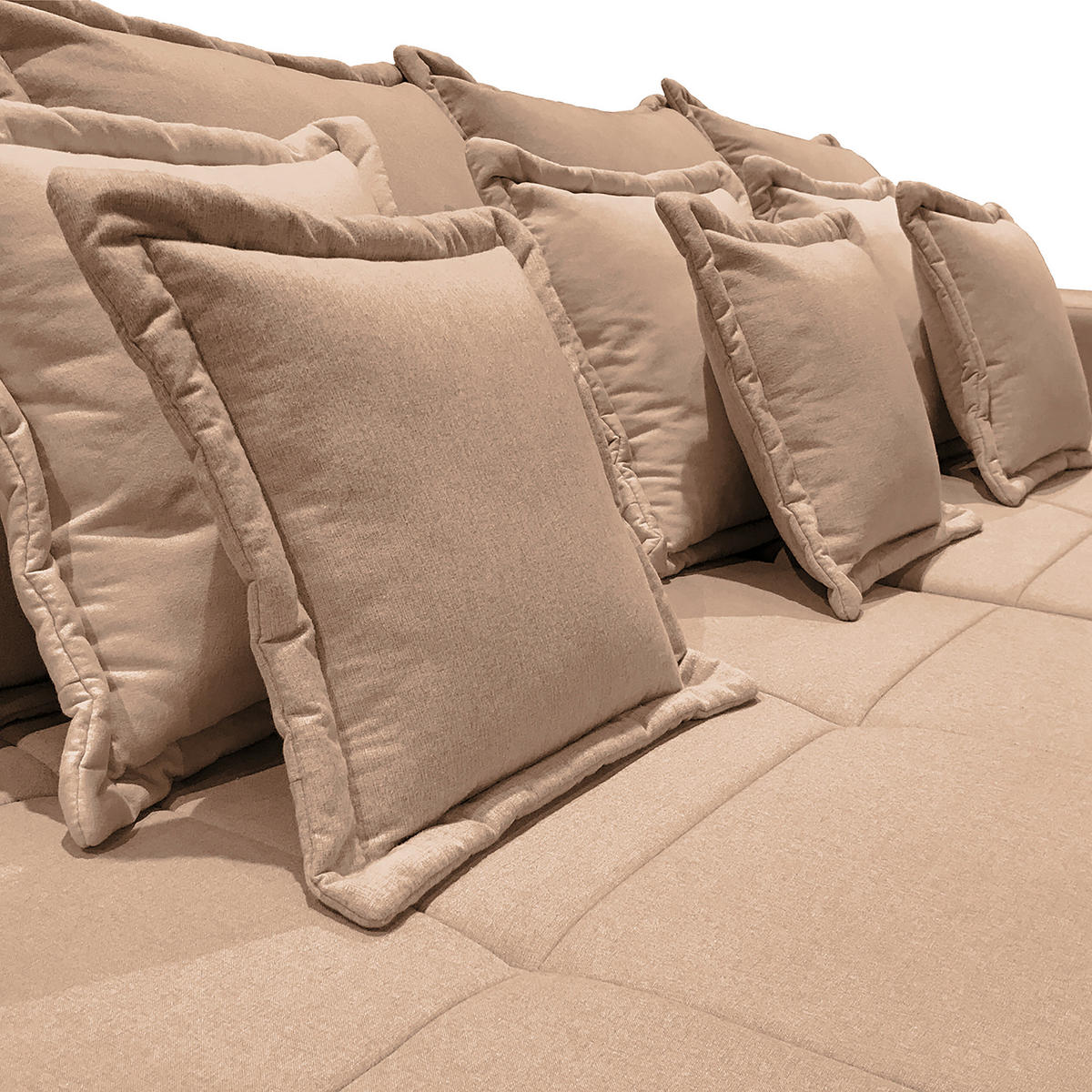 BIGSOFA Pescara in Textilgeflecht Cappuccino  - Schwarz/Hellblau, Design, Kunststoff/Textil (289/85/110cm) - Livetastic