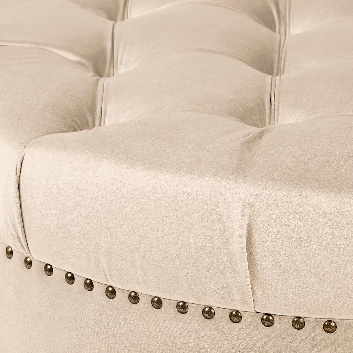 HOCKER Textil Creme  - Creme/Braun, Design, Holz/Textil (80/45/80cm) - Livetastic