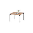 COUCHTISCH Eiche massiv 60/60/38 cm quadratisch Schwarz, Eichefarben  - Eichefarben/Schwarz, Design, Holz/Metall (60/60/38cm) - Linea Natura