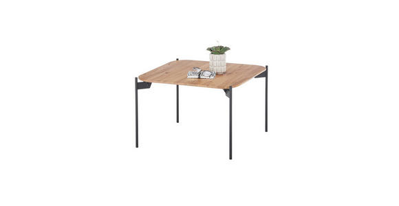 COUCHTISCH Eiche massiv 60/60/38 cm quadratisch Schwarz, Eichefarben  - Eichefarben/Schwarz, Design, Holz/Metall (60/60/38cm) - Linea Natura