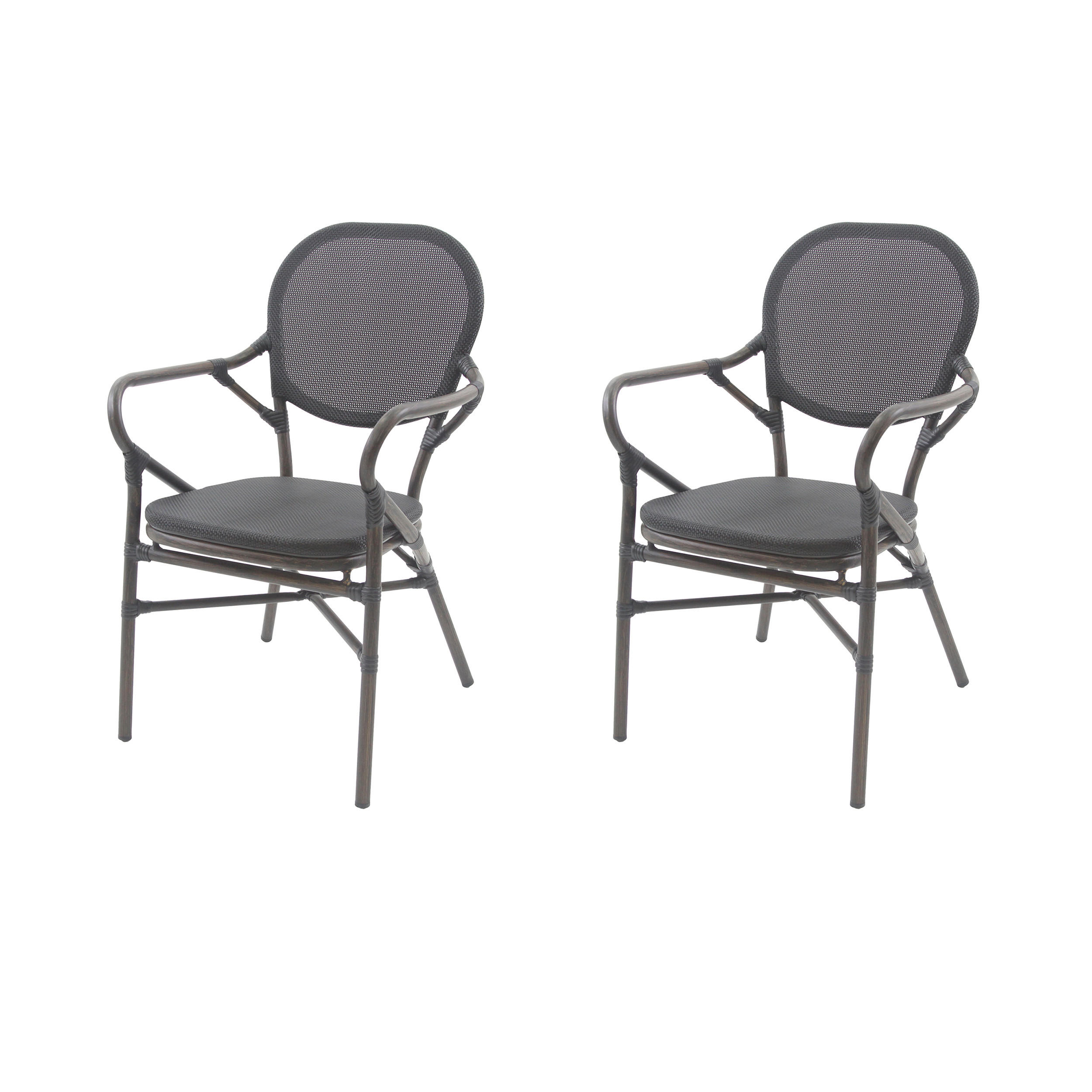 GARTENSTUHL-SET Aluminium Schwarz  - Schwarz, MODERN, Textil/Metall (56/89/64cm) - Gardenson