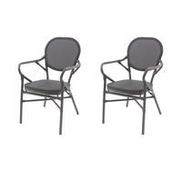 GARTENSTUHL-SET Aluminium Schwarz  - Schwarz, MODERN, Textil/Metall (56/89/64cm) - Gardenson