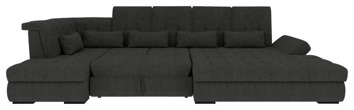 WOHNLANDSCHAFT Graphitfarben Struktur  - Schwarz/Graphitfarben, KONVENTIONELL, Kunststoff/Textil (222/358/212cm) - Carryhome