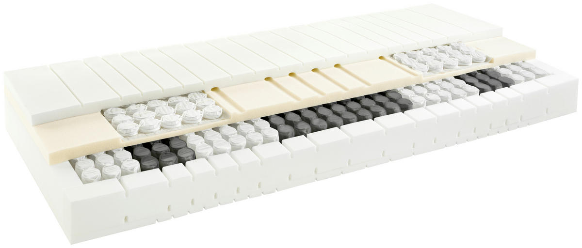 TASCHENFEDERKERNMATRATZE 90/200 cm Höhe ca. 26 cm  H2 = mittel  - Weiss, Basics, Textil (90/200cm) - Robusta