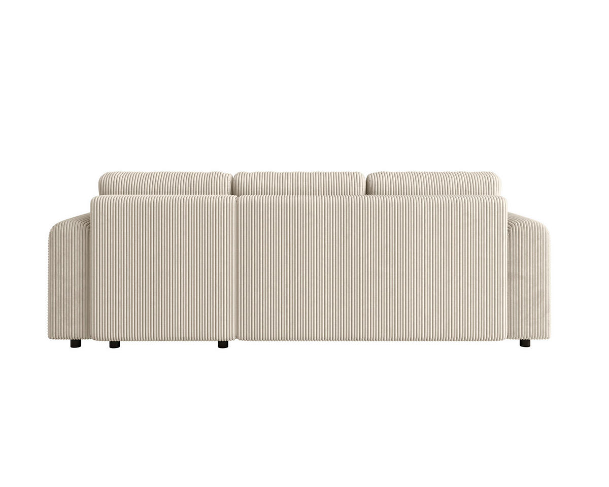 ECKSOFA inkl. Funktionen Creme Cord  - Creme/Schwarz, KONVENTIONELL, Kunststoff/Textil (260/200cm) - Xora