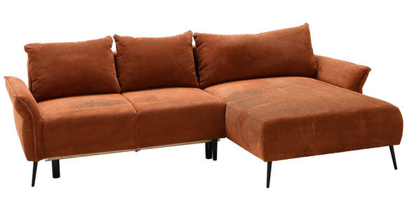 ECKSOFA Rostfarben Chenille  - Rostfarben/Schwarz, KONVENTIONELL, Textil/Metall (255/164cm) - Carryhome