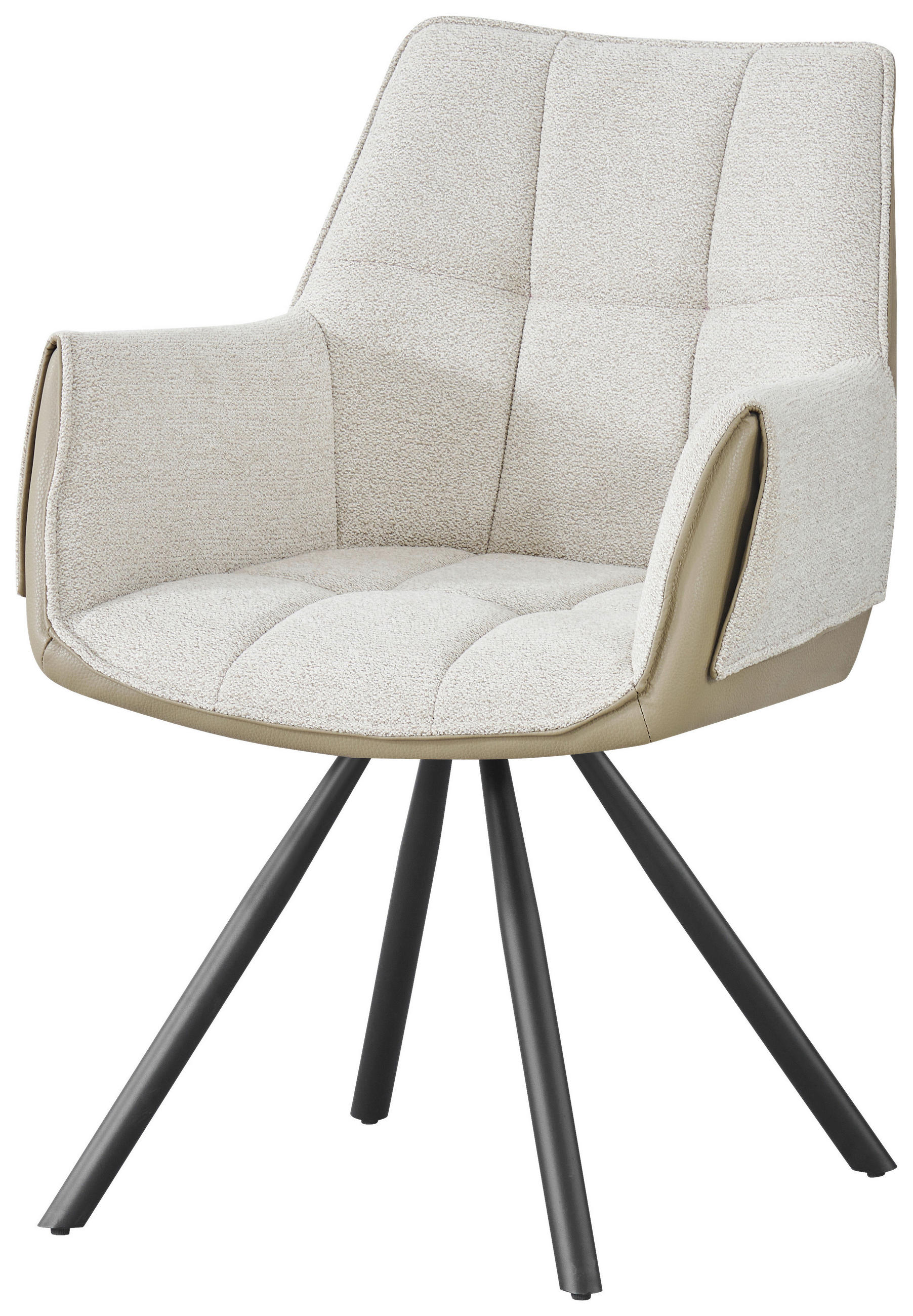 ARMLEHNSTUHL  inklusive Armlehnen, Sitzfläche 180° drehbar, automatische Rückholfunktion Lederlook, Struktur  Schwarz, Taupe, Beige  - Taupe/Beige, MODERN, Holz/Textil (58/90/62cm) - MID.YOU