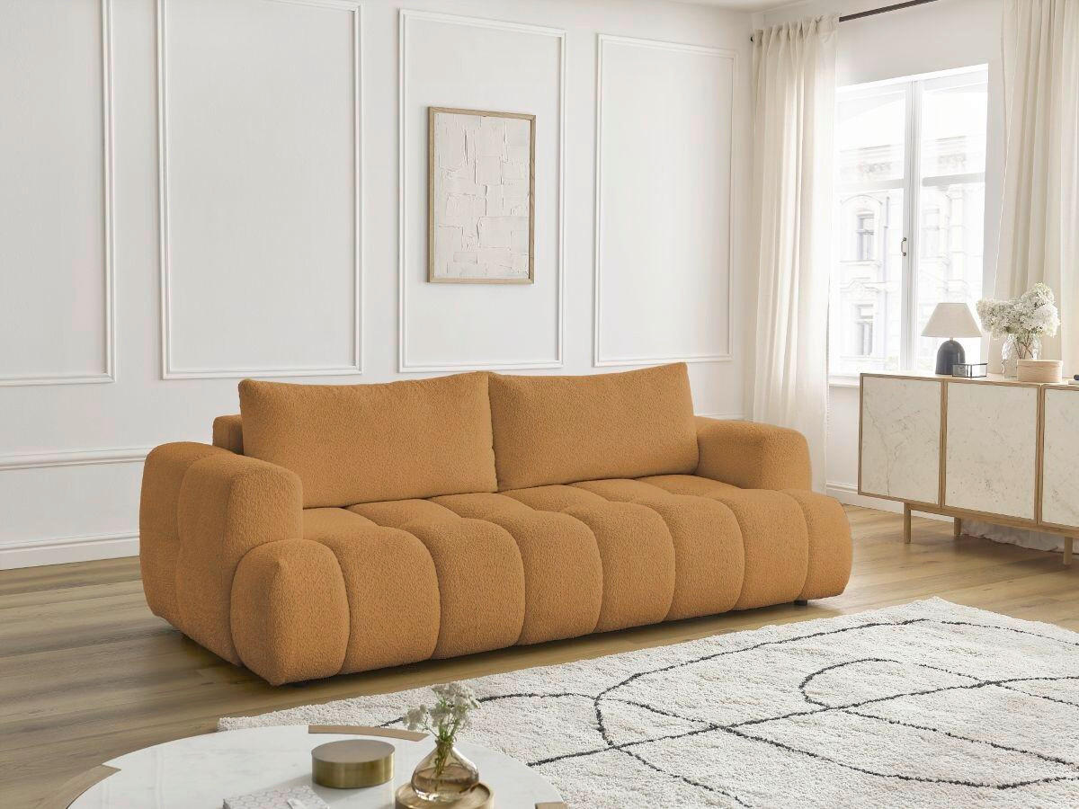 SCHLAFSOFA FUJI Bouclé Gelb  inkl.  - Gelb/Schwarz, MODERN, Kunststoff/Textil (251/113/88cm)