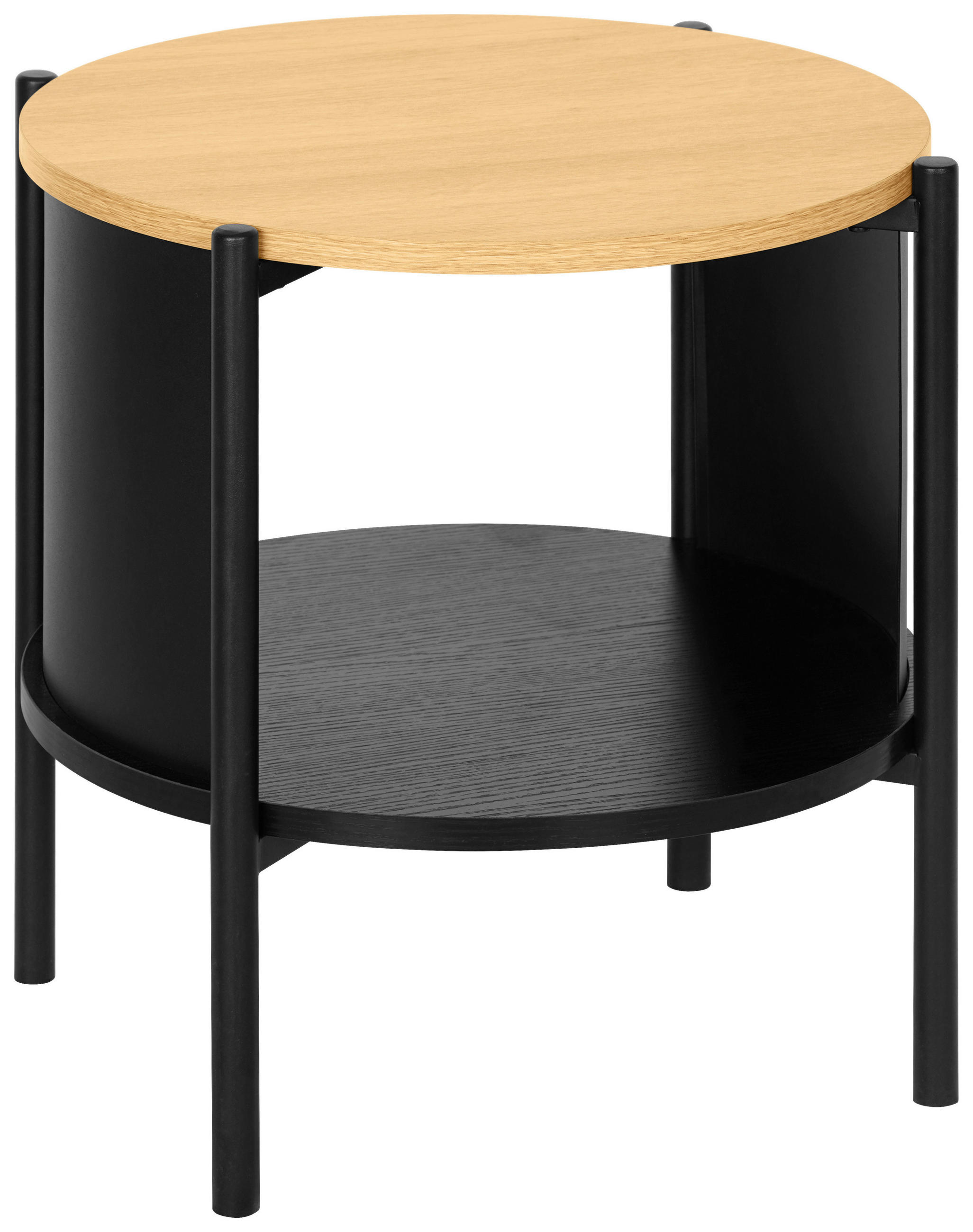 BEISTELLTISCH 44/44/44 cm Naturfarben, Schwarz rund  - Schwarz/Naturfarben, Trend, Holzwerkstoff/Metall (44/44/44cm) - Xora