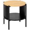 BEISTELLTISCH 44/44/44 cm Naturfarben, Schwarz rund  - Schwarz/Naturfarben, Trend, Holzwerkstoff/Metall (44/44/44cm) - Xora