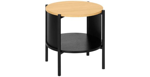 BEISTELLTISCH 44/44/44 cm Naturfarben, Schwarz rund  - Schwarz/Naturfarben, Trend, Holzwerkstoff/Metall (44/44/44cm) - Xora