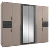 DREHTÜRENSCHRANK in Grau, Graphitfarben, Sahara  - Schwarz/Graphitfarben, Basics, Glas/Holzwerkstoff (270/208/58cm) - MID.YOU