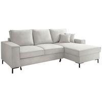 ECKSOFA Beige Mikrofaser  - Beige/Schwarz, MODERN, Textil/Metall (240/150cm) - Livetastic