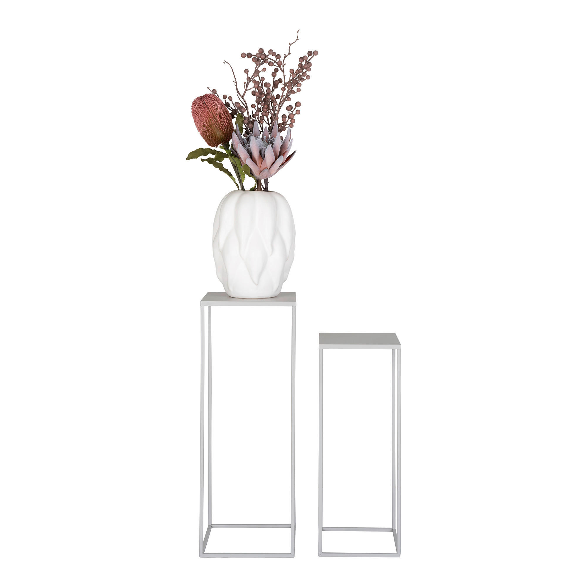 BLUMENTISCHSET Metall  - Hellgrau, Design, Metall