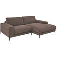 ECKSOFA in Feincord Taupe  - Taupe/Schwarz, Design, Textil/Metall (253/177cm) - Dieter Knoll