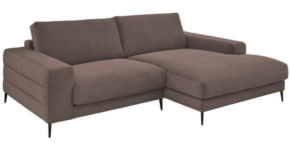 ECKSOFA in Feincord Taupe  - Taupe/Schwarz, Design, Textil/Metall (253/177cm) - Dieter Knoll