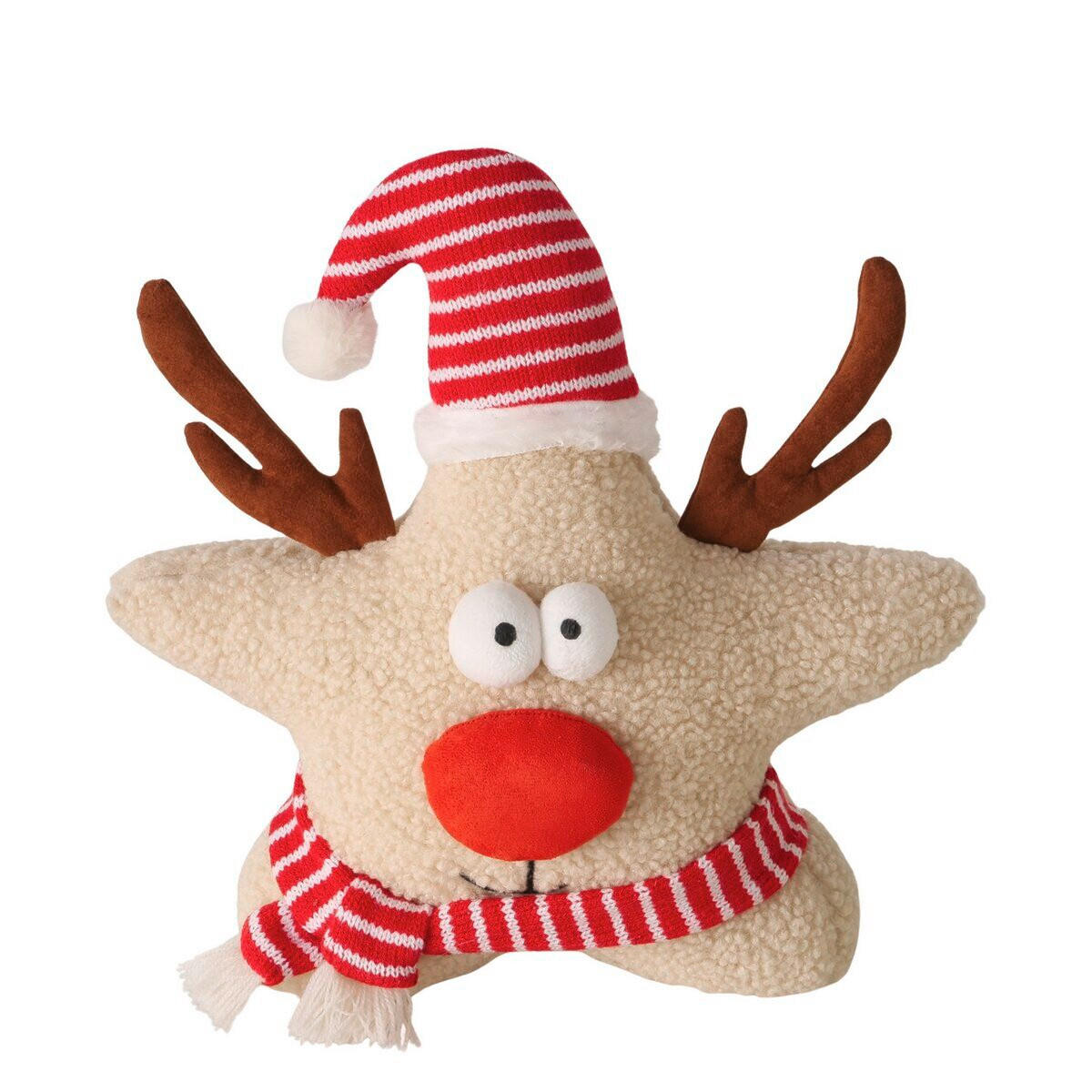 DEKOHIRSCH - Beige/Rot, Basics, Textil (31/13/31cm)