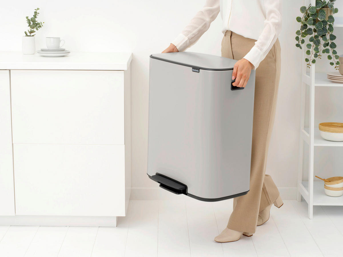 KANTA SA PAPUČICOM  2 x 30 l   - svetlosiva/antracit, Osnovno, metal/plastika (36,3/65,2/54,10cm) - Brabantia