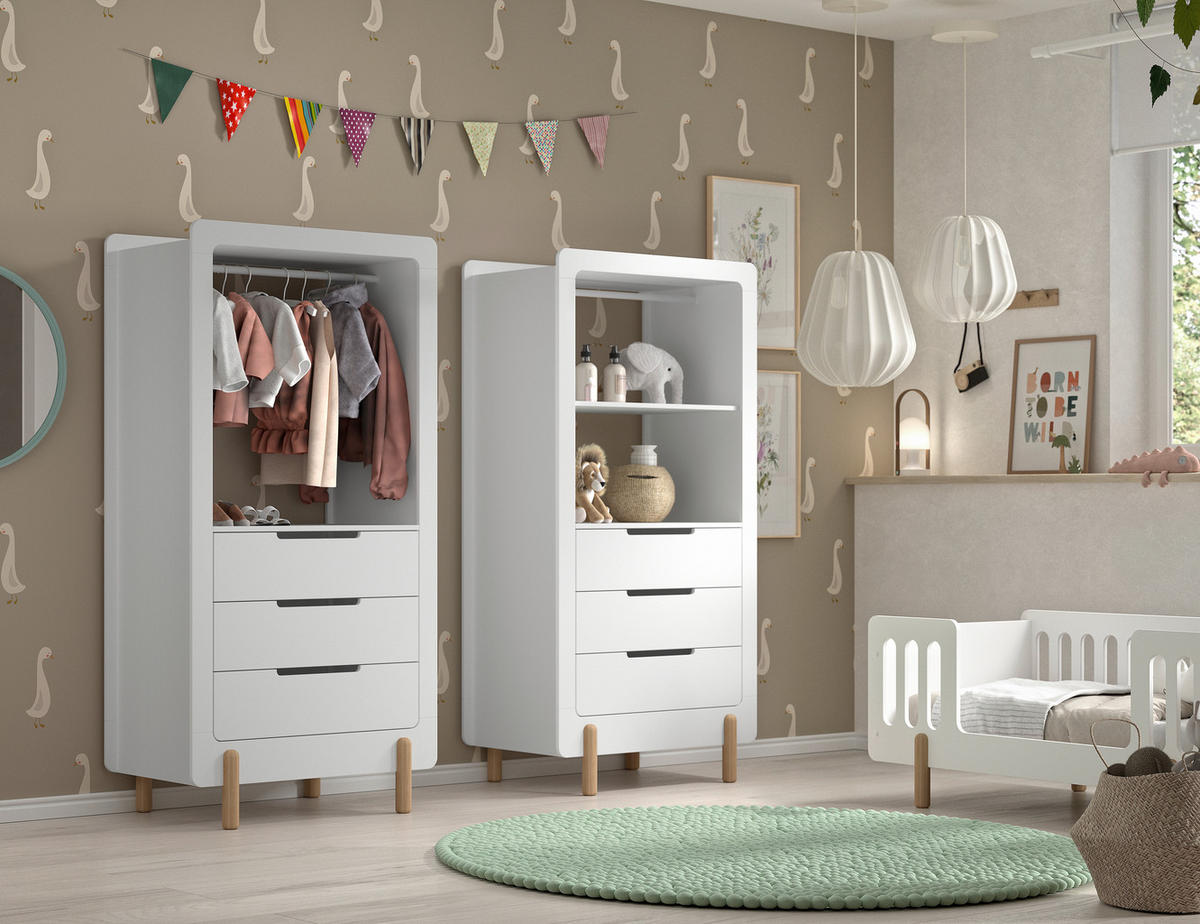 KINDERKLEIDERSCHRANK - Weiß, MODERN, Holzwerkstoff (88/180/54,4cm) - MID.YOU