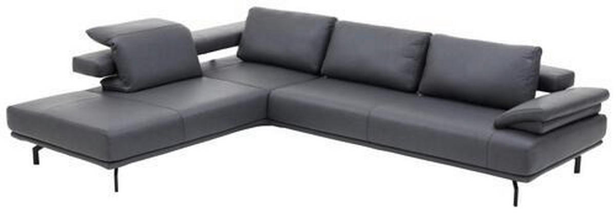 ECKSOFA in Echtleder Anthrazit  - Anthrazit, Design, Leder/Metall (325/255cm) - Dieter Knoll