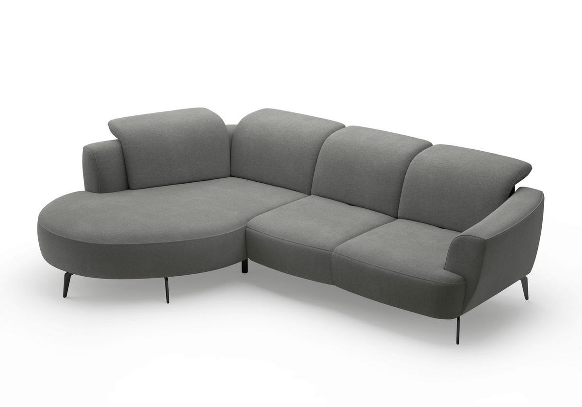 ECKSOFA in Mikrofaser Schlammfarben  - Schlammfarben/Schwarz, Konventionell, Textil/Metall (199/309cm) - Sit & More