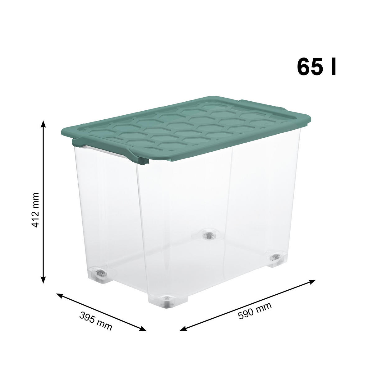 BOX MIT DECKEL EVO SAFE  - Transparent/Grün, Basics, Kunststoff (59/39,5/41,2cm) - Rotho