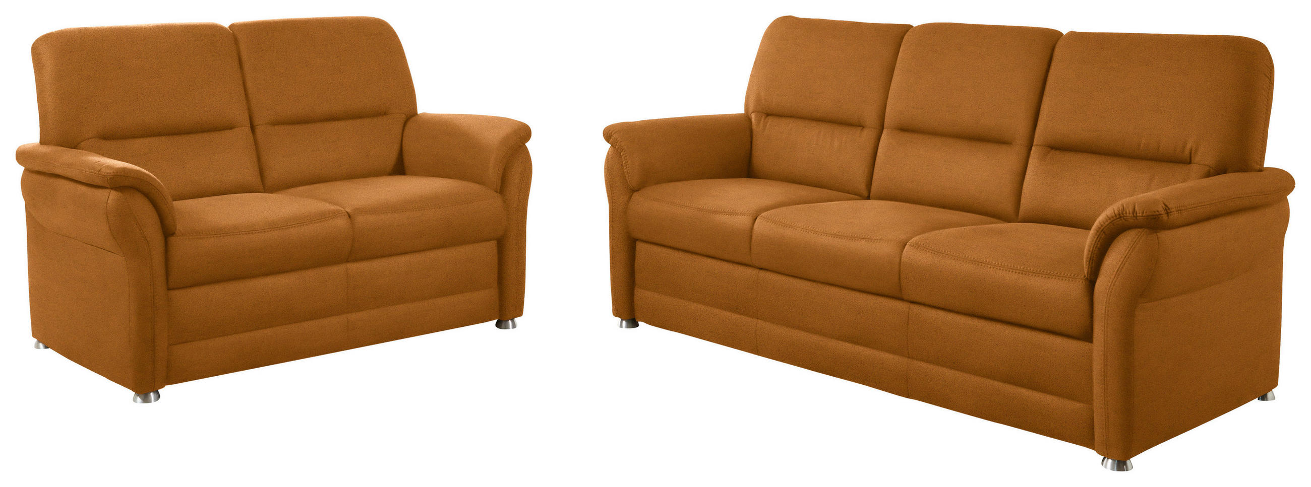 SITZGARNITUR Mikrofaser Currygelb  - Currygelb/Alufarben, KONVENTIONELL, Textil/Metall (192/96/89cm) - Beldomo Comfort