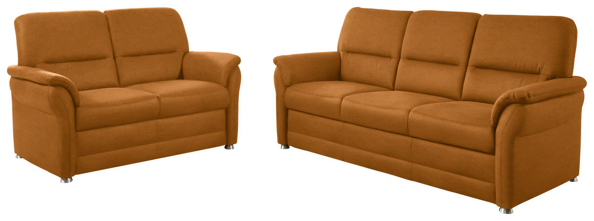 SITZGARNITUR Mikrofaser Currygelb  - Currygelb/Alufarben, KONVENTIONELL, Textil/Metall (192/96/89cm) - Beldomo Comfort