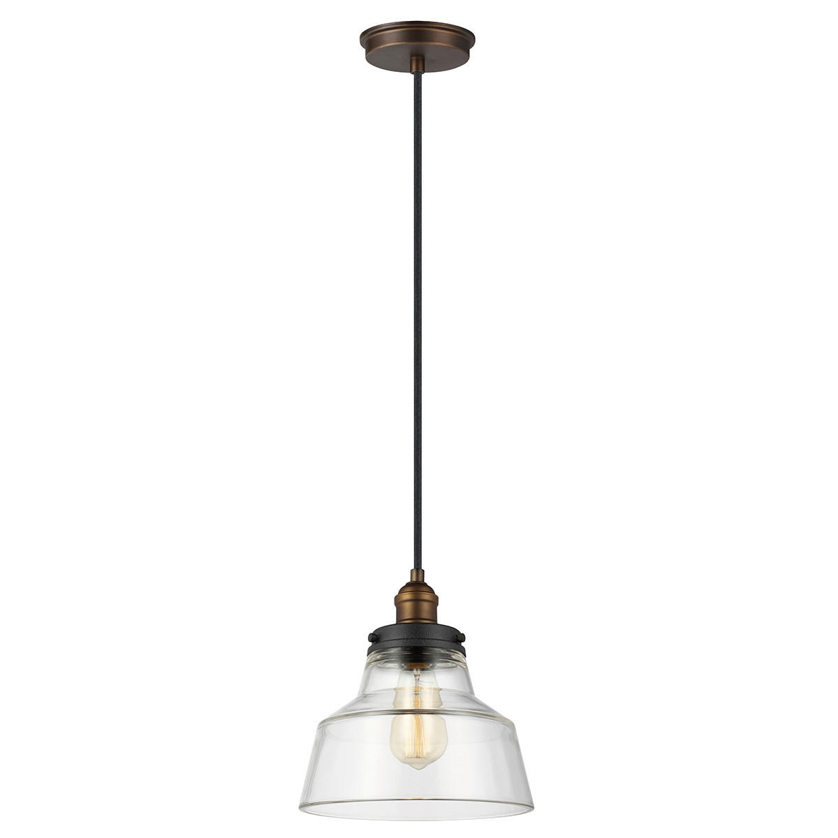 SVJETILJKA VISEĆA  25.4/30.1 cm      Baskin  - boje mjeda/boje cinka, Konvencionalno, staklo/metal (25.4/30.1cm) - Elstead Lighting