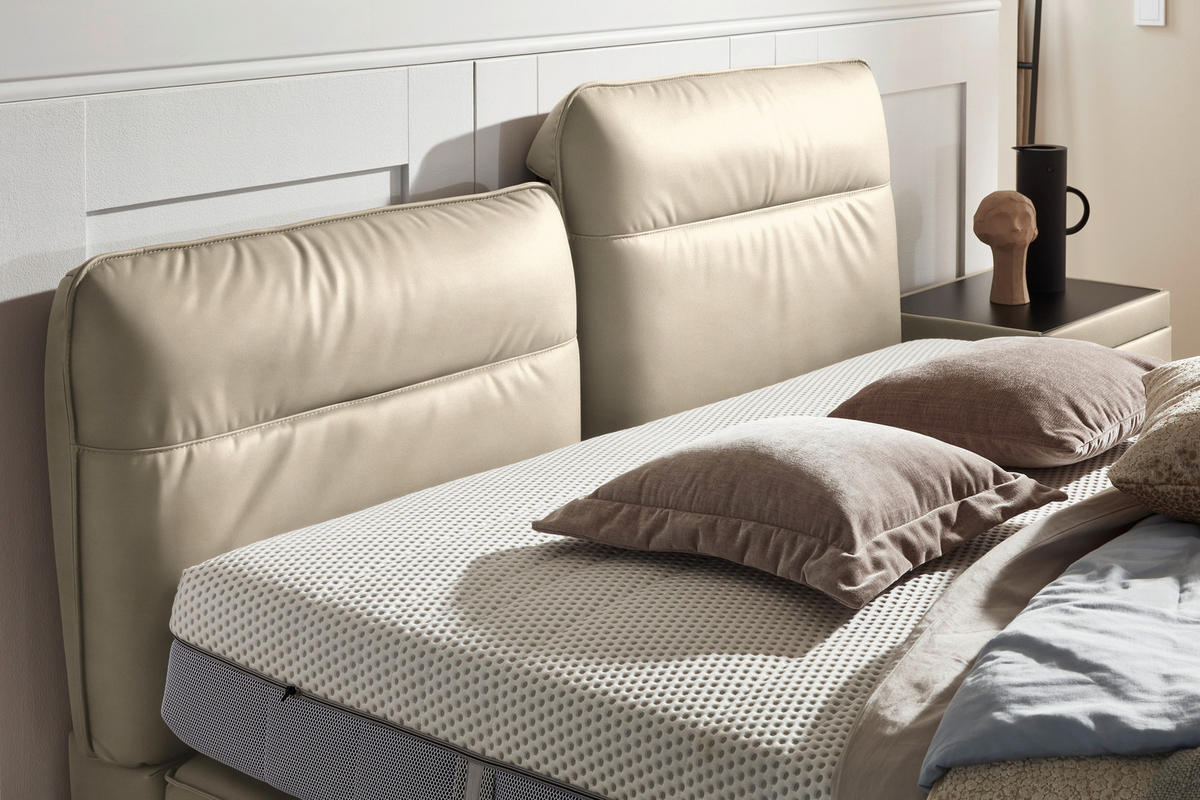 BOXSPRINGBETT 180/200 cm  in Beige  - Beige/Schwarz, Design, Textil/Metall (180/200cm) - Johann Jakob