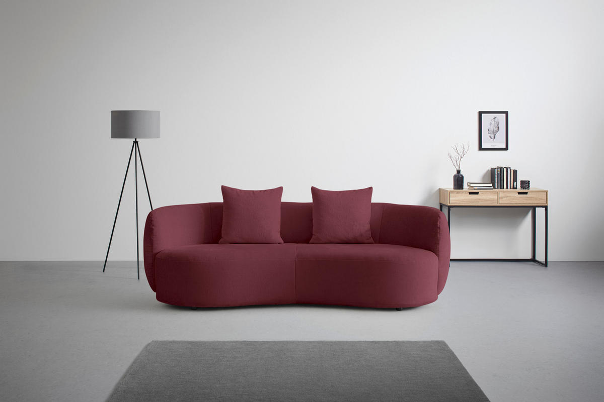 BIG SOFFA i chenille bordeaux  - bordeaux/svart, Modern, textil/plast (235/72/110cm) - MID.YOU