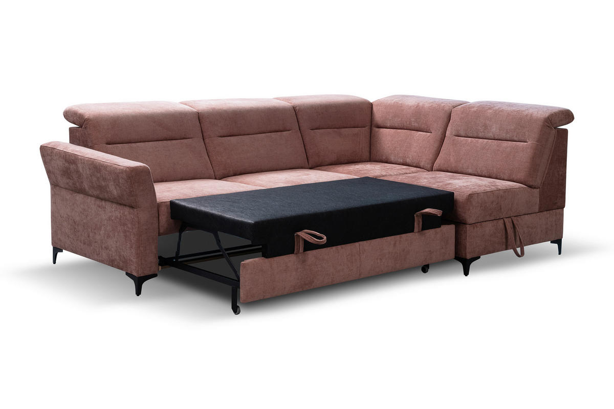 ECKSOFA inkl. Funktionen Terracotta Webstoff  - Terracotta/Schwarz, KONVENTIONELL, Textil/Metall (272/177cm) - Stylife