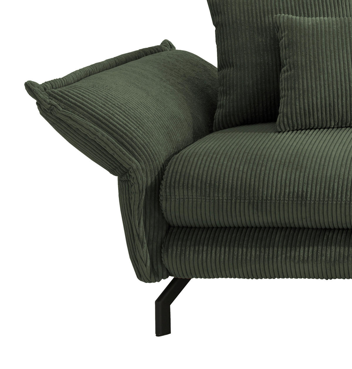 ECKSOFA in Cord Grün  - Schwarz/Grün, Modern, Textil/Metall (255/180cm) - Livetastic