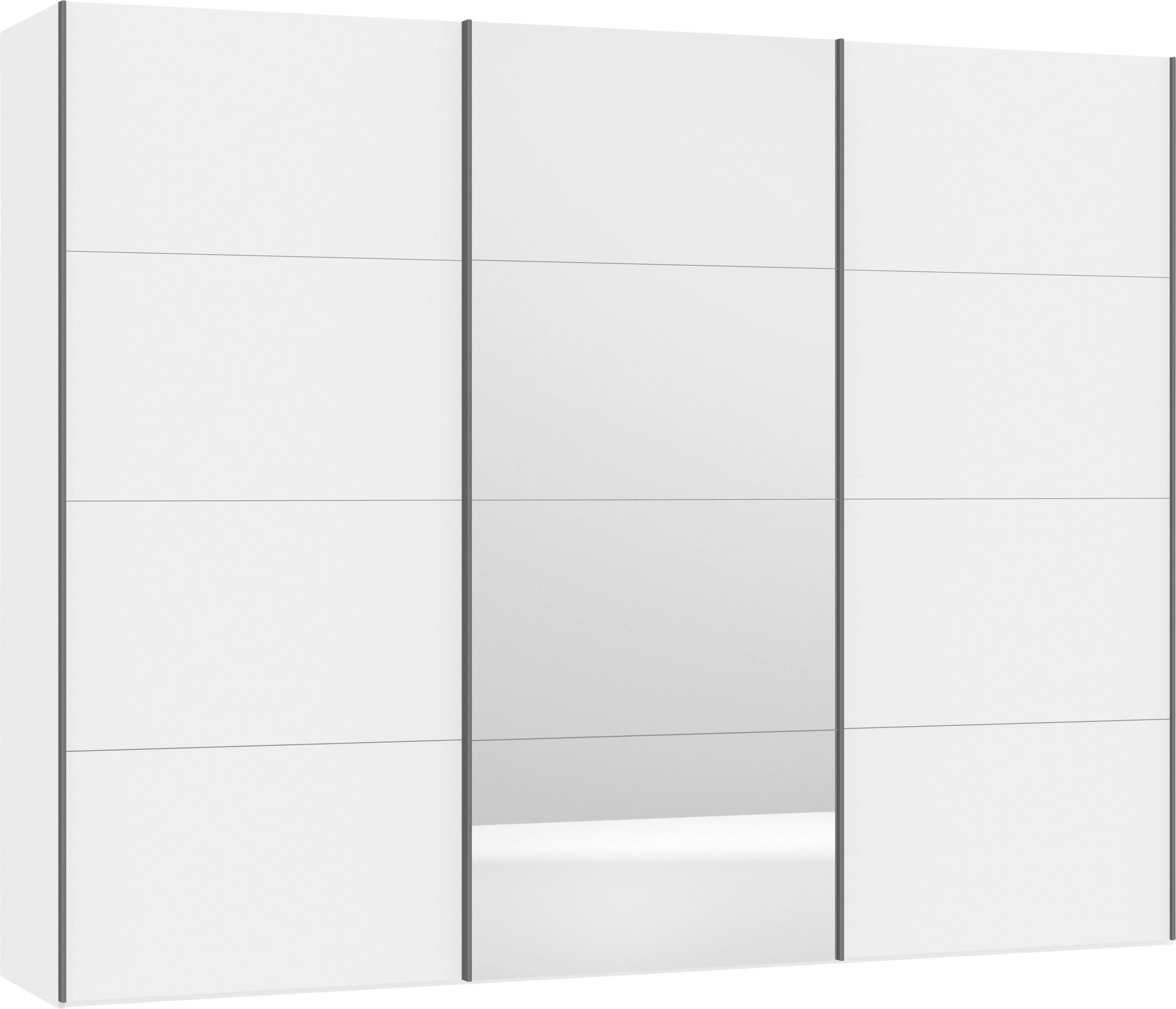 SCHWEBETÜRENSCHRANK 303/236/65 cm 3-türig Weiß  - Silberfarben/Weiß, Design, Glas/Holzwerkstoff (303/236/65cm) - Jutzler