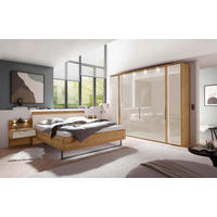 POSTELJA 180 cm   x 200 cm  , les, tekstil, leseni material barve šampanjca, hrast bianco  - barve šampanjca/hrast bianco, Design, tekstil/leseni material (180/200cm) - Dieter Knoll