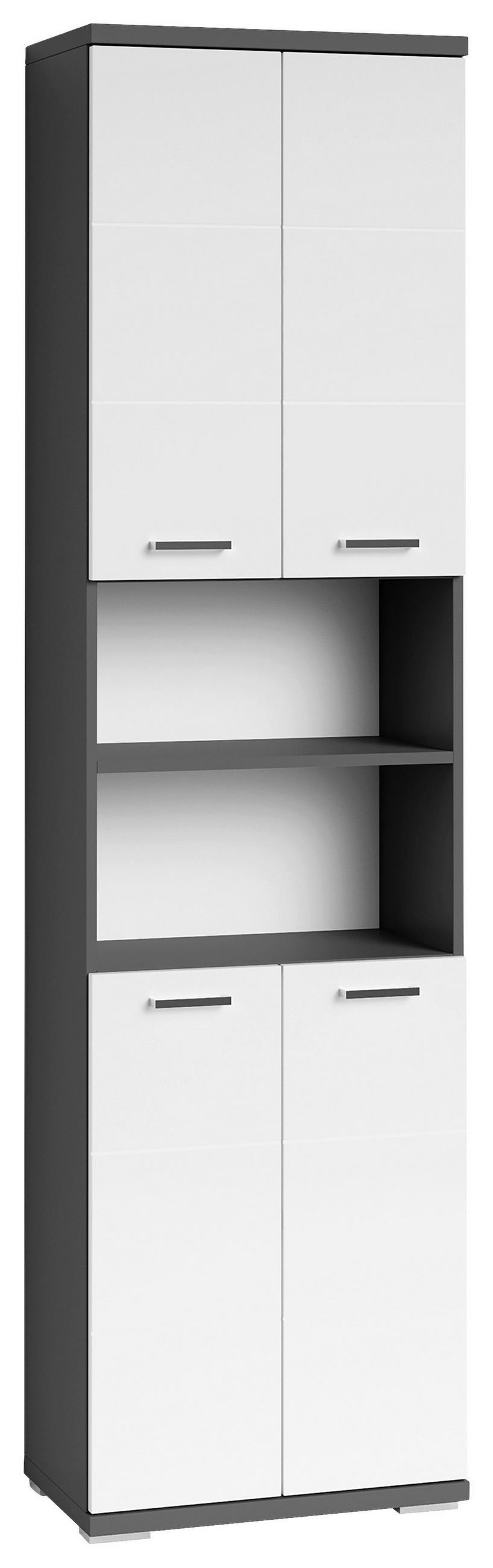 HOCHSCHRANK 50/192/31,5 cm  - Chromfarben/Weiß Hochglanz, MODERN, Holzwerkstoff/Kunststoff (50/192/31,5cm) - MID.YOU