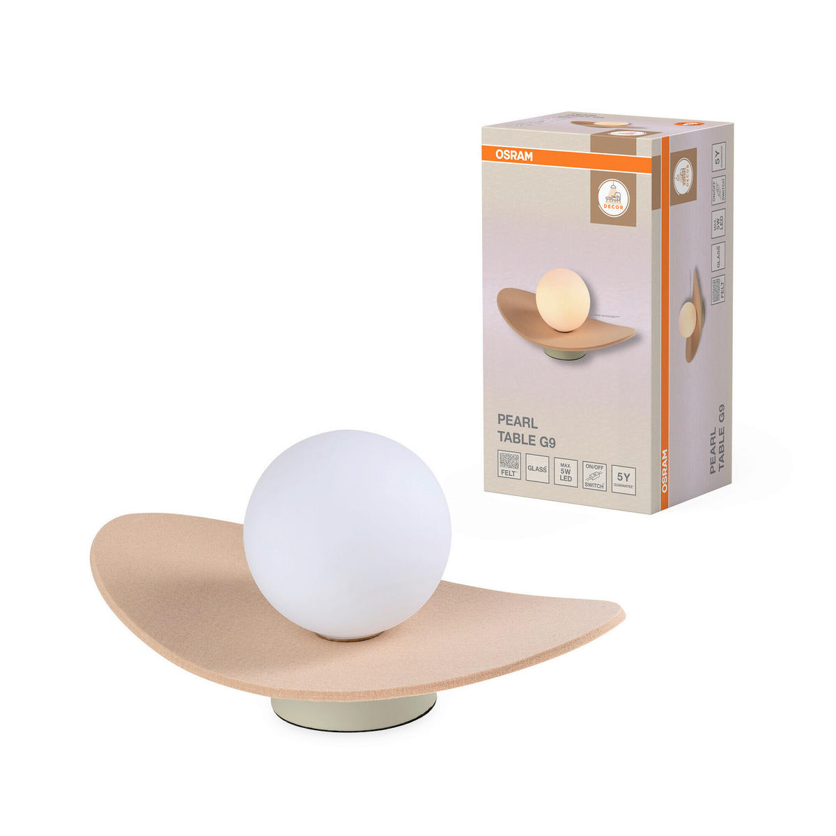 TISCHLEUCHTE 28/15/13,5 cm   - Beige, Design, Glas/Textil (28/15/13,5cm) - Osram