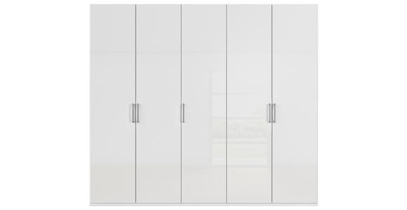 DREHTÜRENSCHRANK  in Weiß, Weiß Hochglanz  - Edelstahlfarben/Weiß Hochglanz, Basics, Holzwerkstoff/Metall (251/223/61cm) - Novel