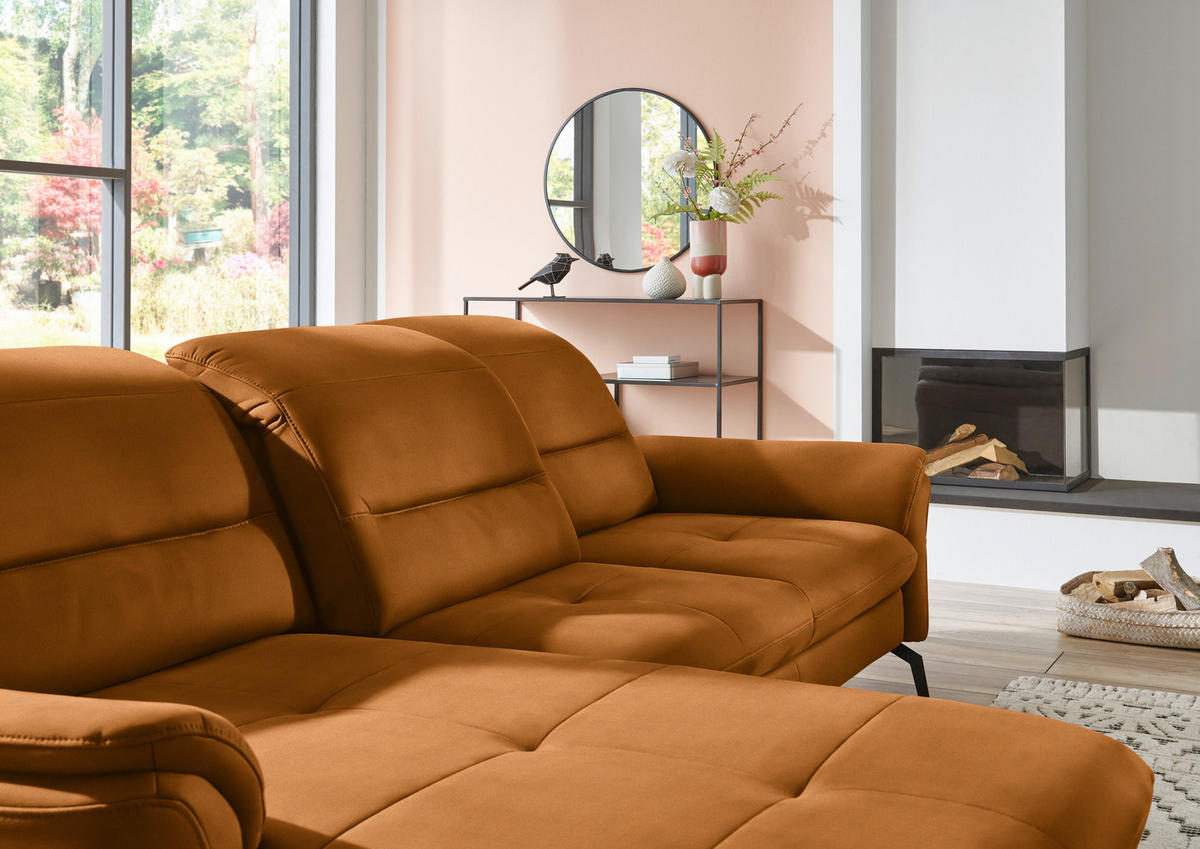 ECKSOFA in Flachgewebe Currygelb  - Currygelb/Schwarz, Konventionell, Textil/Metall (181/260cm) - Beldomo Speed