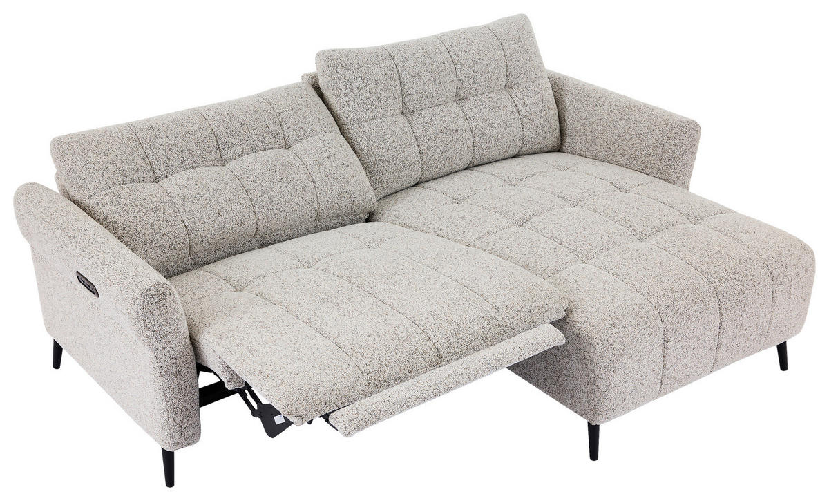 ECKSOFA in Webstoff Grau  220/156 cm  - Grau/Nickelfarben, Design, Textil/Metall (220/156cm) - Carryhome