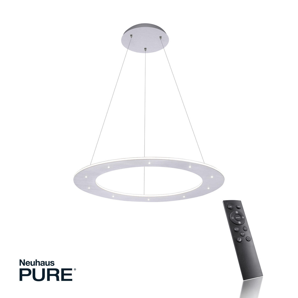 LED-HÄNGELEUCHTE 55/55/200 cm  - Alufarben, Design, Kunststoff/Metall (55/55/200cm) - Neuhaus PURE