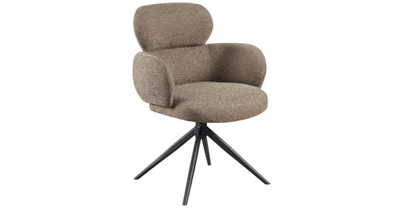 ARMLEHNSTUHL  Sitzfläche 360° drehbar Webstoff  Taupe  - Taupe/Schwarz, Design, Textil/Metall (64/88/62cm) - Novel