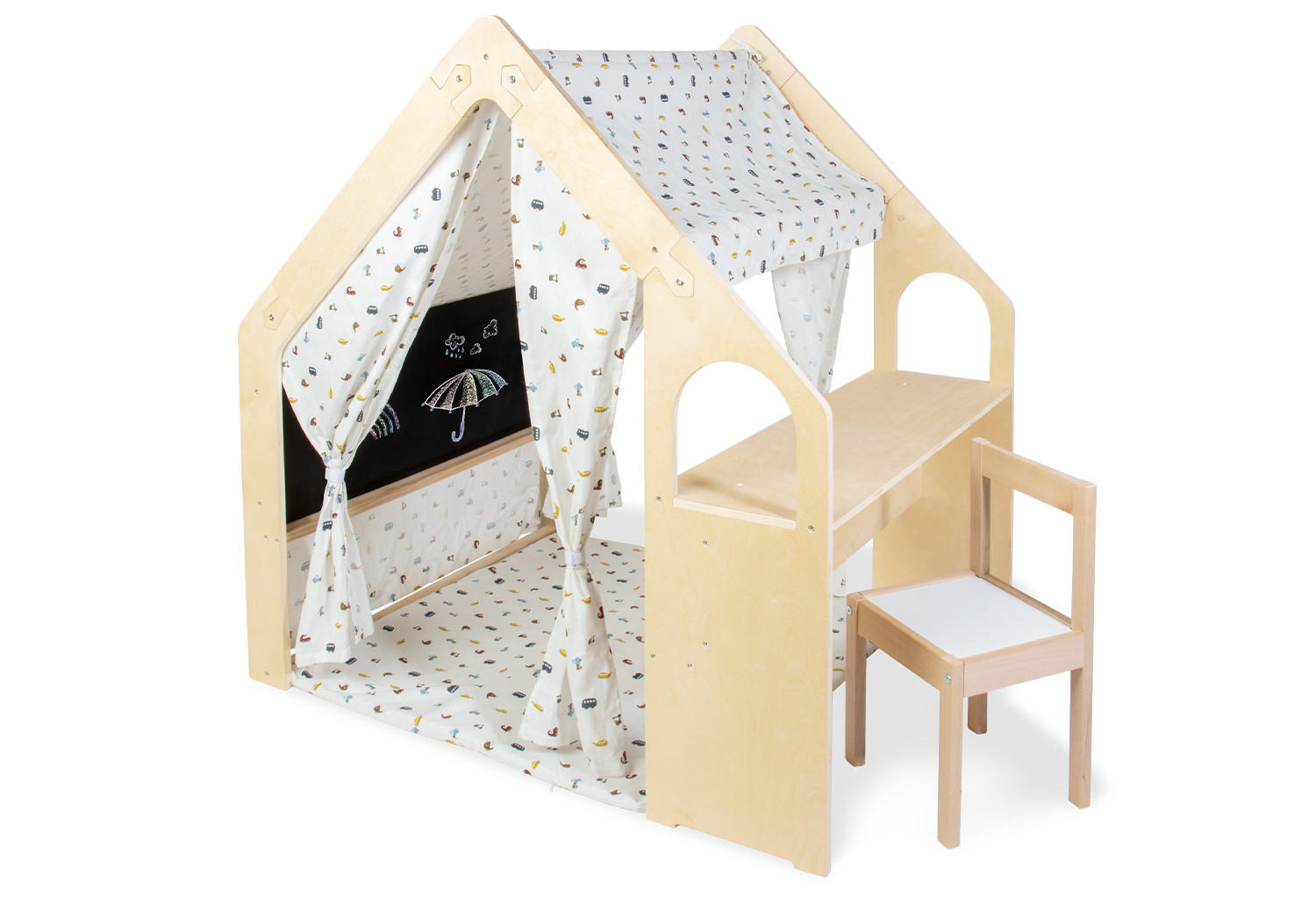 SPIELHAUS 119/122/94 cm Thilda  - Birkefarben/Multicolor, Basics, Holz/Textil (119/122/94cm) - Pinolino