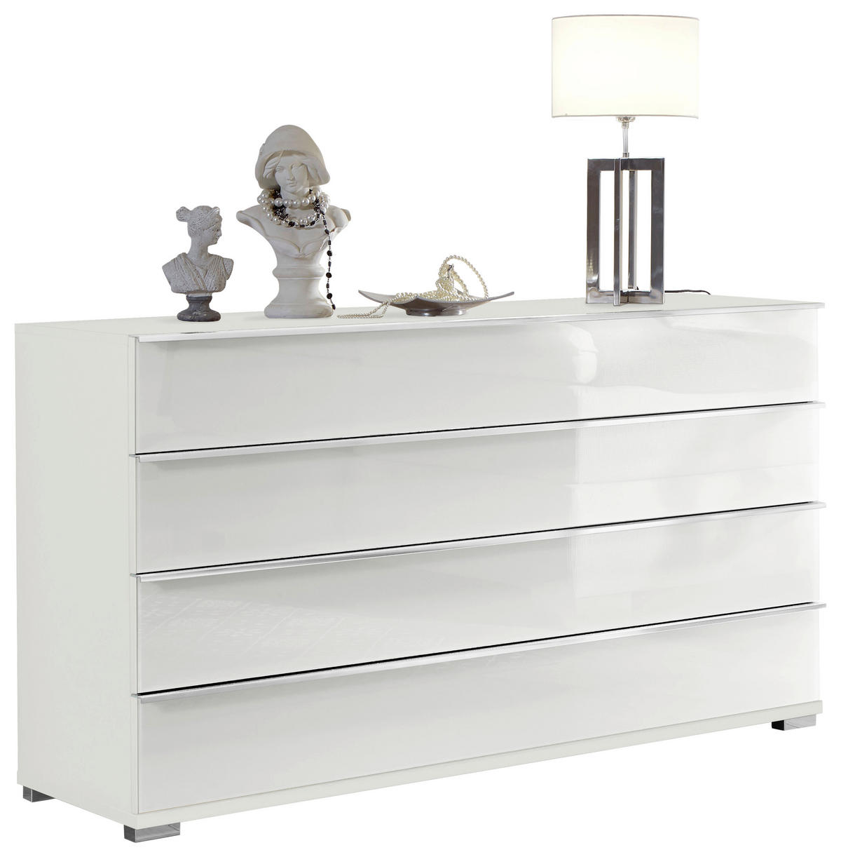 SIDEBOARD  in 149/82/42 cm  - Chromfarben/Weiß, Basics, Glas/Holzwerkstoff (149/82/42cm) - Venda