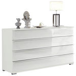 SIDEBOARD  in 149/82/42 cm  - Chromfarben/Weiß, Basics, Glas/Holzwerkstoff (149/82/42cm) - Venda